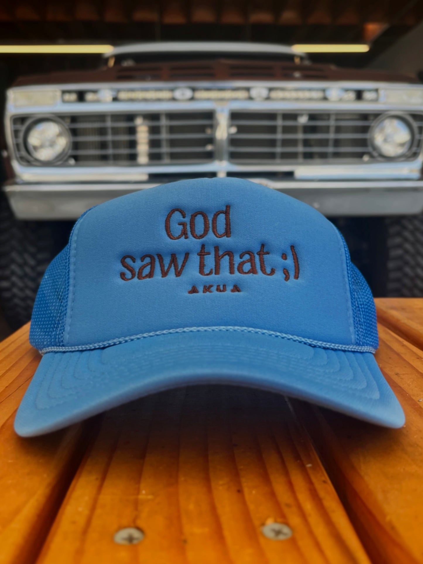 God Saw That Embroidered Trucker
